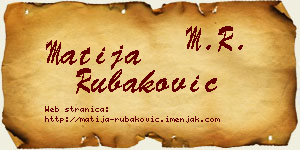 Matija Rubaković vizit kartica
